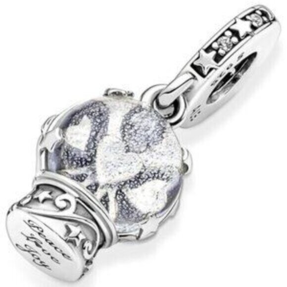 Pandora 925 Sterling Silver Snow Globe Angel Dangle Pendant Charm - Picture 4 of 5